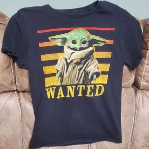 Star Wars T Shirt Adult Medium Grogu Baby Yoda Wanted Graphic Print Short Sleeve